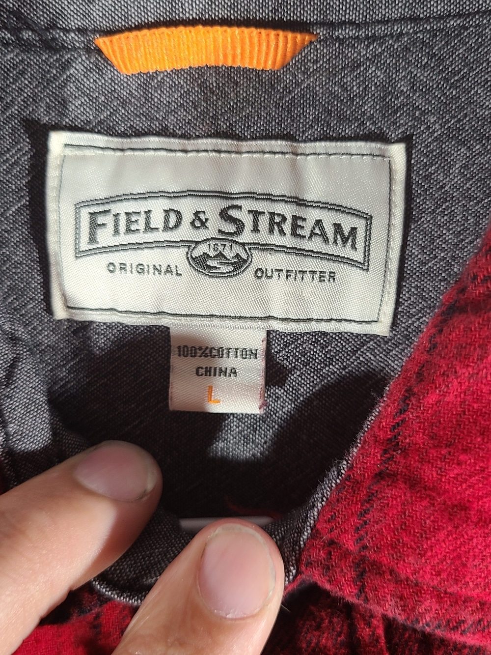 Field & Stream Original Outfitter Flannel Shirt Mens Large Red Black Plaid - Picture 2 of 5